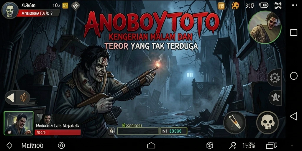 Tampilan gameplay ANOBOYTOTO dengan suasana gelap dan menakutkan.
