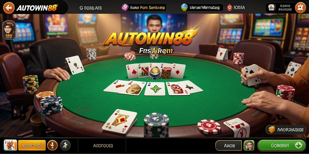 Tampilan gameplay Poker yang mendebarkan di AUTOWIN88.