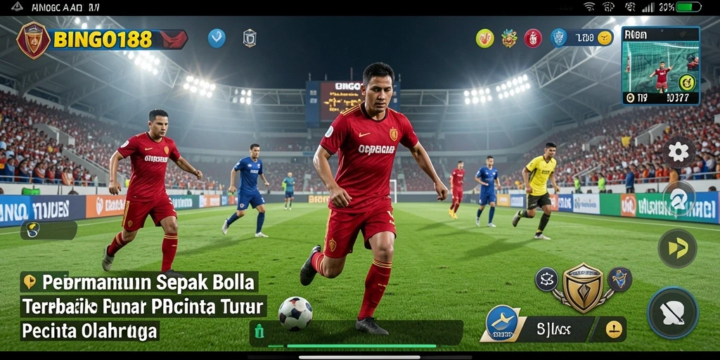 Tampilan gameplay seru dalam BINGO188 yang menggambarkan pertandingan sepak bola.