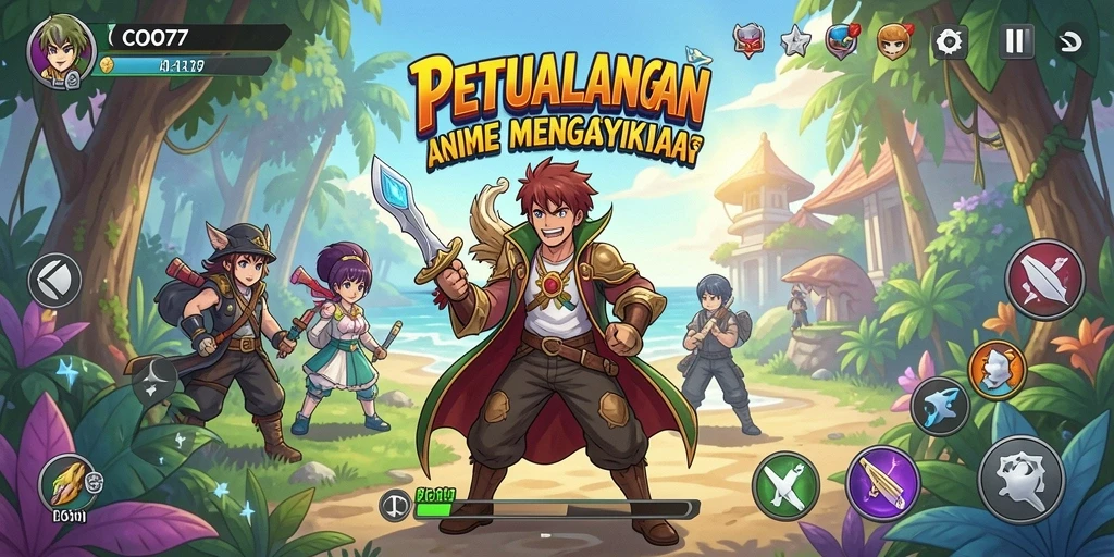 Tampilan gameplay COO77 yang penuh warna dan thrilling.