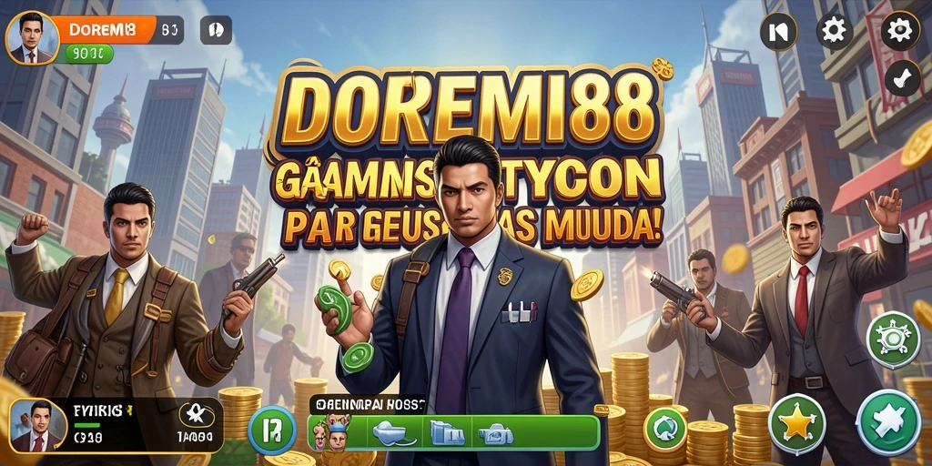 Tangkapan layar gameplay DOREMI88 menunjukkan aktivitas membangun kerajaan bisnis.