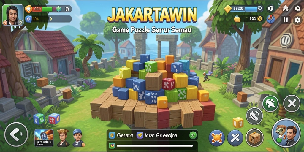 Tangkapan layar gameplay JAKARTAWIN yang menunjukkan tantangan puzzle.