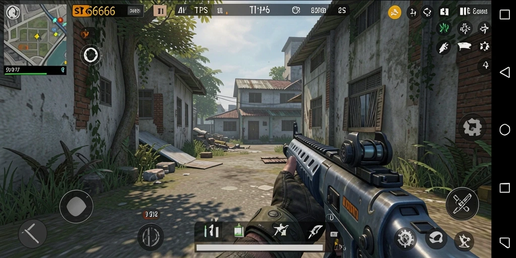 Screenshot SR6666 menunjukkan aksi tembak-menembak yang mendebarkan di dalam game.