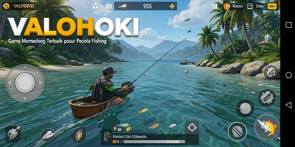 Screenshot menampilkan gameplay VALOHOKI dengan aksi memancing yang menarik.